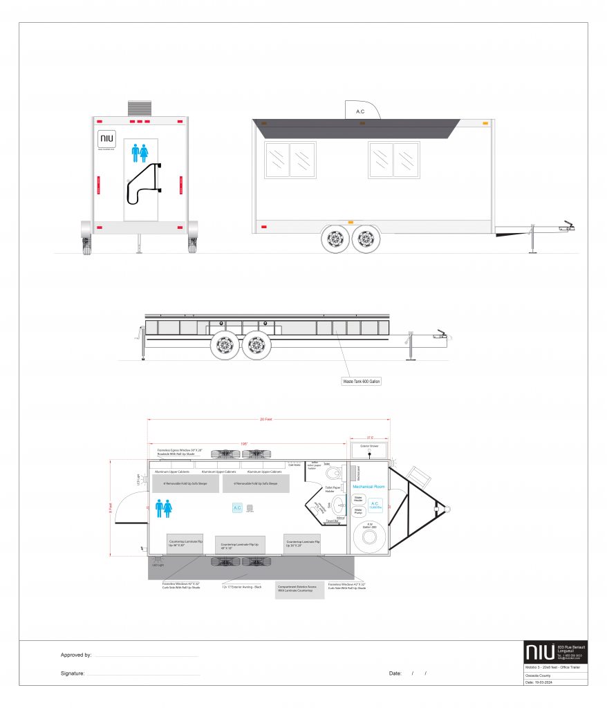 Mobillio 3 - 20x8 feet Osceola County- Office Trailer